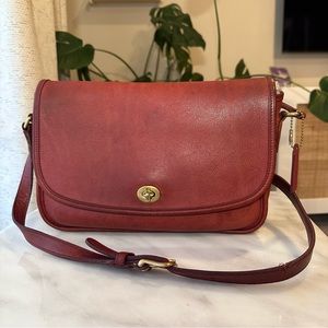 Vintage Coach #9790 City Bag Crossbody Purse Red